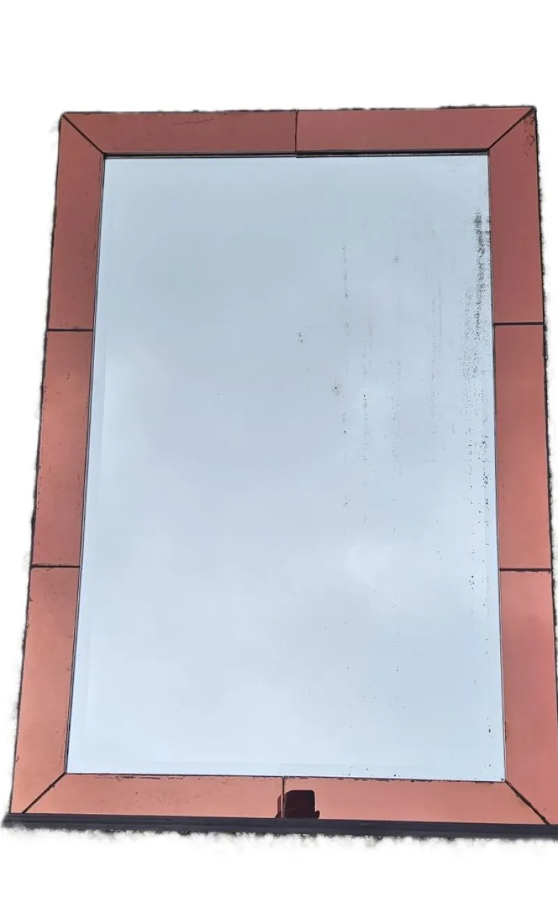Pamono French Amber-Colored Mirror in the style of Jacques Adnet, 1950> Mirrors