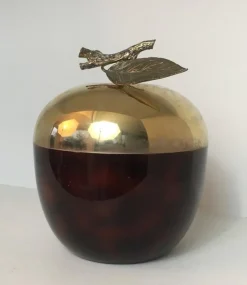 Pamono French Apple Ice Bucket in Acrylic Glass, Gilt Metal and Plastic, 1970s> Ice Buckets & Wine Coolers