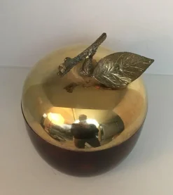 Pamono French Apple Ice Bucket in Acrylic Glass, Gilt Metal and Plastic, 1970s><noscript><img width=