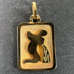 Discount Pamono French Aquarius Starsign Zodiac 18k Yellow Gold Charm Medal Pendant, 1970s