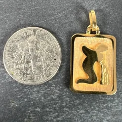 Discount Pamono French Aquarius Starsign Zodiac 18k Yellow Gold Charm Medal Pendant, 1970s