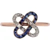 Pamono French Art Deco 18 Karat Rose Gold Staple Ring with Sapphires & Diamonds, 1920s> Rings