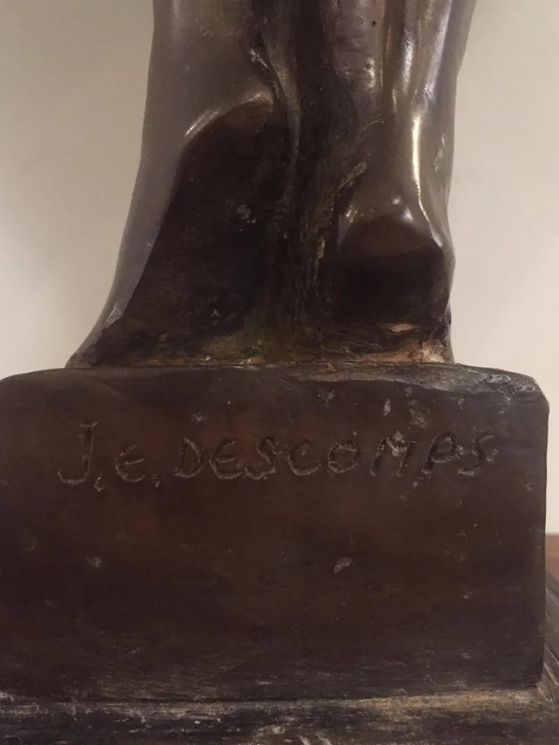 Pamono French Art Deco Bronze Dancer Figure by J.E Descomps> Art Deco