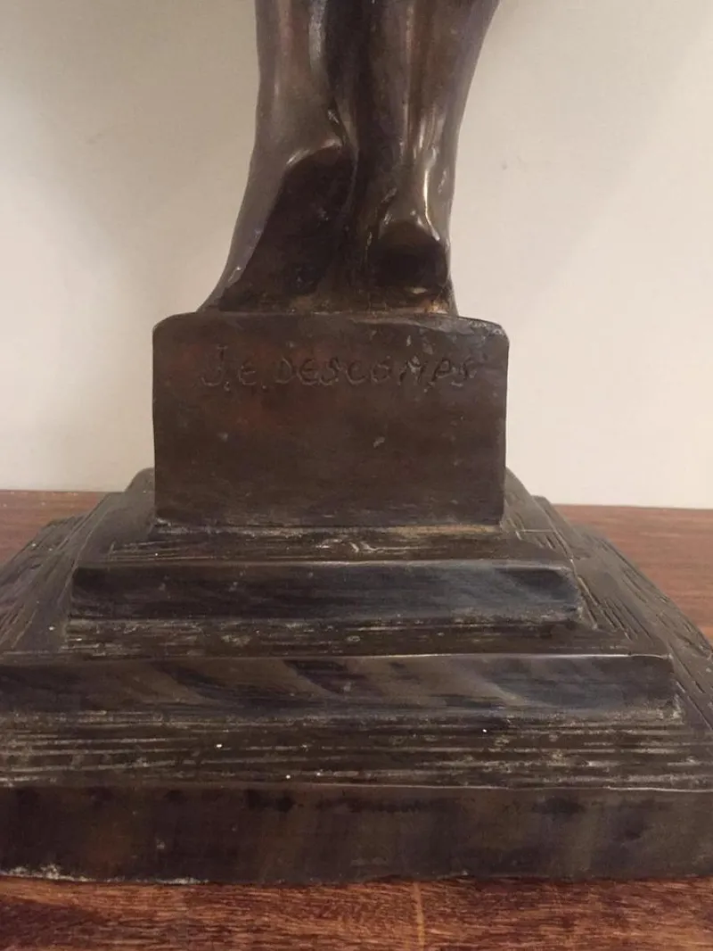 Pamono French Art Deco Bronze Dancer Figure by J.E Descomps> Art Deco