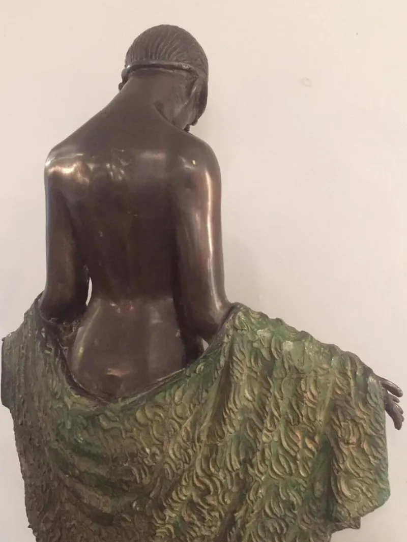 Pamono French Art Deco Bronze Dancer Figure by J.E Descomps> Art Deco