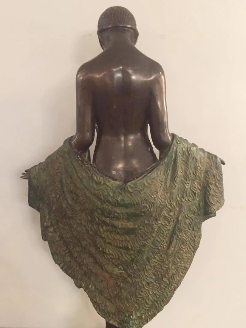 Pamono French Art Deco Bronze Dancer Figure by J.E Descomps> Art Deco
