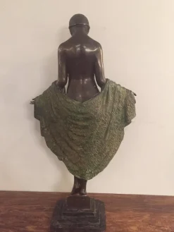 Pamono French Art Deco Bronze Dancer Figure by J.E Descomps><noscript><img width=