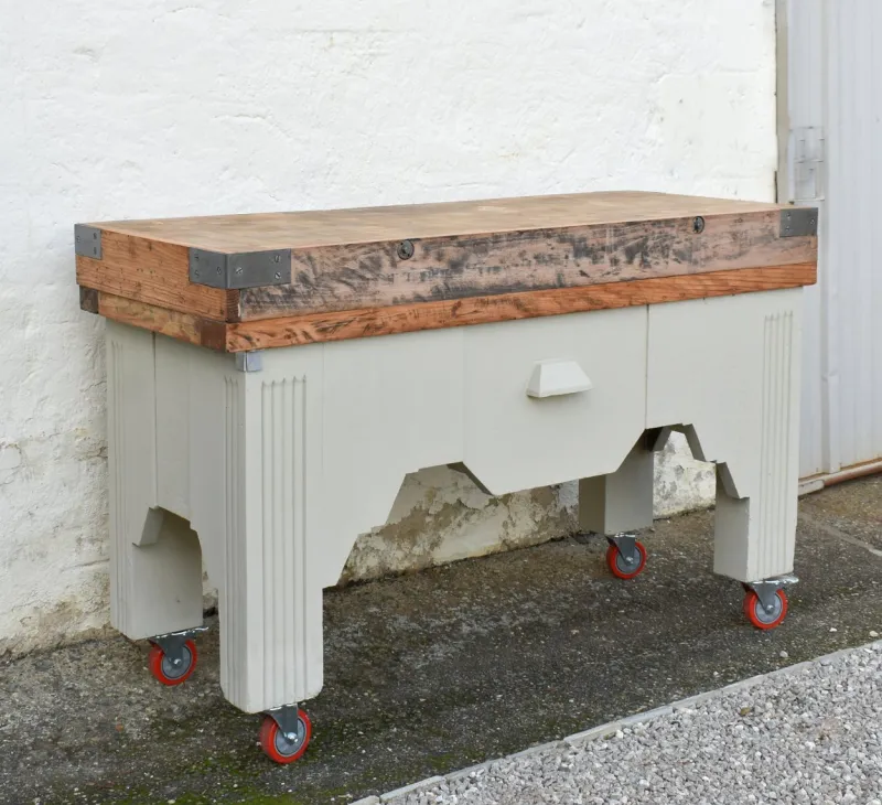 Pamono French Art Deco Butchers Block, 1920s> Worktables & Workbenches