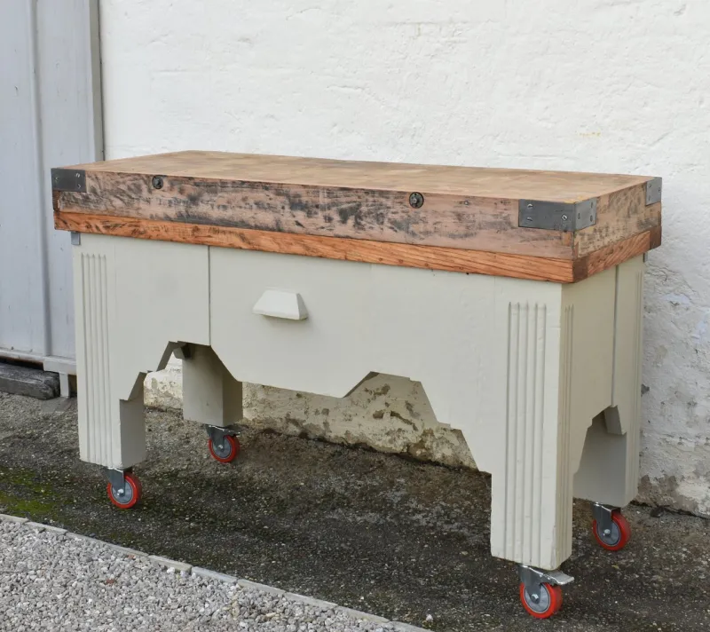 Pamono French Art Deco Butchers Block, 1920s> Worktables & Workbenches