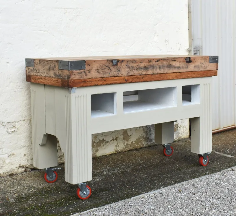 Pamono French Art Deco Butchers Block, 1920s> Worktables & Workbenches