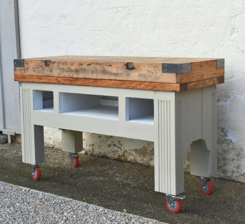 Pamono French Art Deco Butchers Block, 1920s> Worktables & Workbenches