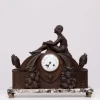 Pamono French Art Deco Clock with Stylized Birds and Garniture, 1910, Set of 3> Clocks