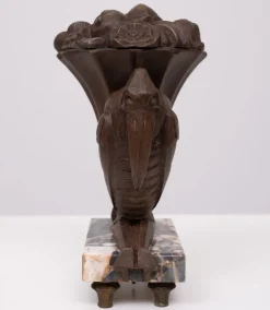 Pamono French Art Deco Clock with Stylized Birds and Garniture, 1910, Set of 3><noscript><img width=
