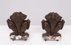 Pamono French Art Deco Clock with Stylized Birds and Garniture, 1910, Set of 3><noscript><img width=