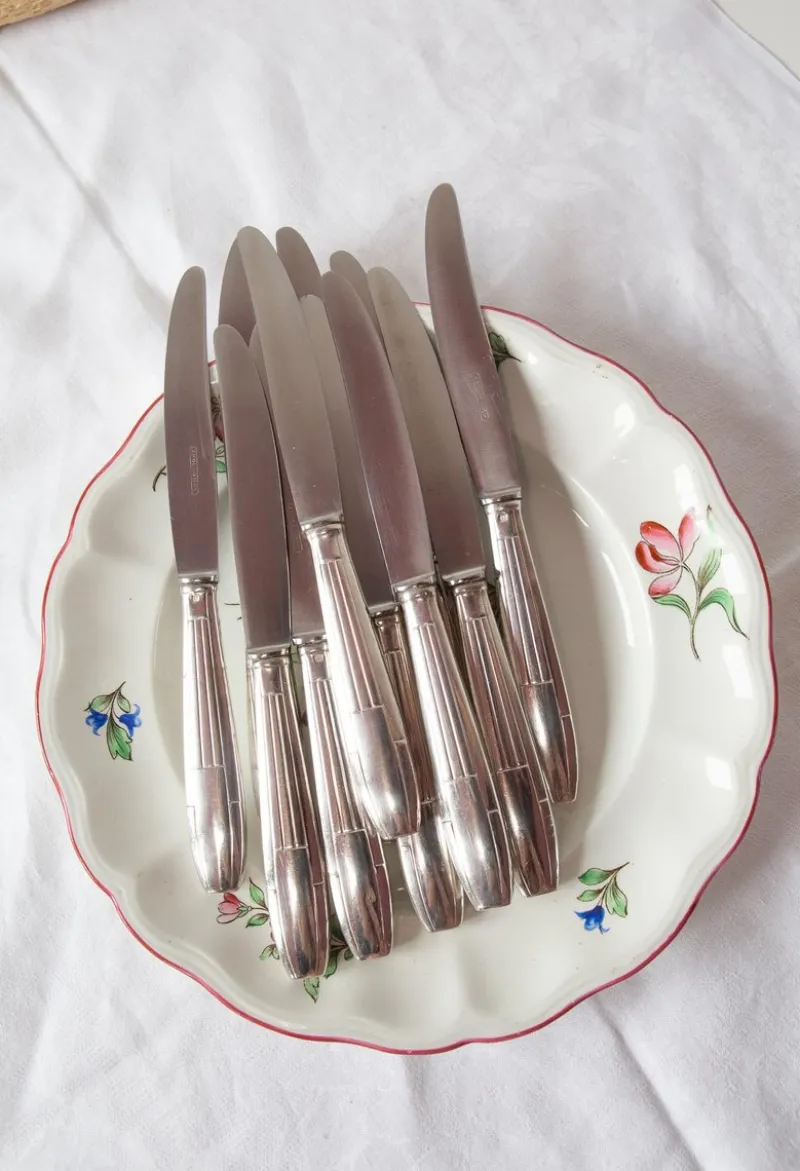 Outlet Pamono French Art Deco Entremets Knives by Apollonox, 1920s, Set of 12