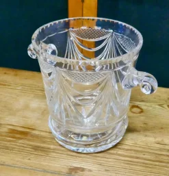 Clearance Pamono French Art Deco Hand Blown Cut Crystal Ice Bucket / Wine Cooler, 1920s