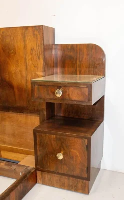 Pamono French Art Deco King Size Bed in Walnut, 1930><noscript><img width=