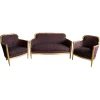 Pamono French Art Deco Living Room Set in Carved Wood by Paul Follot, 1920s, Set of 3> Living Room Sets