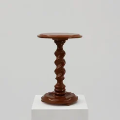Pamono French Art Deco Oak Side Table with Twisted Base, 1940s> Coffee & Side Tables