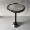 Outlet Pamono French Art Deco Round Aluminum and Wood Table with Mirror Top, 1940s