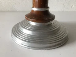 Outlet Pamono French Art Deco Round Aluminum and Wood Table with Mirror Top, 1940s