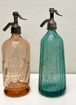 Pamono French Art Deco Soda Syphons, 1920s, Set of 2> Bottles, Carafes & Jugs