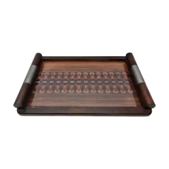 Pamono French Art Deco Tray with Inlaid Leaf, 1920s> Trays