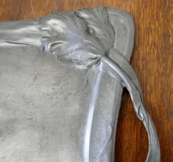 Pamono French Art Nouveau Pewter Tray, 1890><noscript><img width=