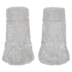 Clearance Pamono French Art Nouveau Salt and Pepper Shakers in Facetted Crystal Glass, 1920s, Set of 2