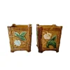 Pamono French Art Nouveau Square Flower Pots, Late 19th Century, Set of 2> Planters And Jardiniere
