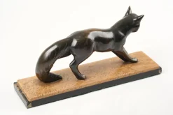 Outlet Pamono French Artist, Art Deco Fox Sculpture, Metal and Marble, 1920s