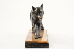 Outlet Pamono French Artist, Art Deco Fox Sculpture, Metal and Marble, 1920s