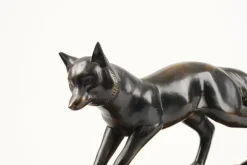 Outlet Pamono French Artist, Art Deco Fox Sculpture, Metal and Marble, 1920s