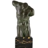 Sale Pamono French Artist, Art Deco Male Torso, 1930, Bronze with Marble Base
