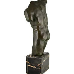 Sale Pamono French Artist, Art Deco Male Torso, 1930, Bronze with Marble Base