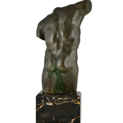 Sale Pamono French Artist, Art Deco Male Torso, 1930, Bronze with Marble Base