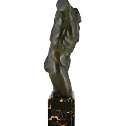 Sale Pamono French Artist, Art Deco Male Torso, 1930, Bronze with Marble Base
