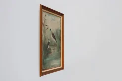 Pamono French Artist, Birds in Water, 1960s, Large Oil on Canvas, Framed><noscript><img width=