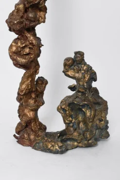 Best Pamono French Artist, Group of Female Figures, 20th Century, Sculpture in Gold Bronze with a Red and Blue Patina
