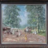 Best Pamono French Artist, Impressionist, Café Landscape, Early 20th Century, Oil on Canvas