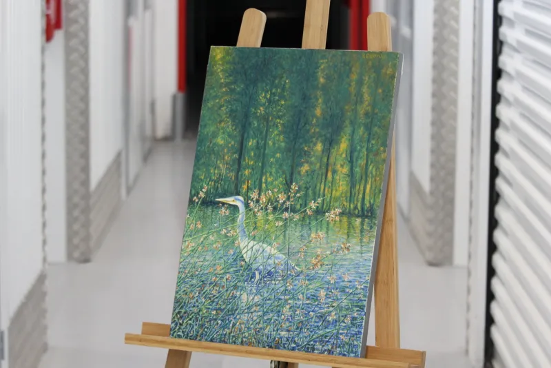 Pamono French Artist, Impressionist Crane Bird, Oil on Canvas, 2000s> Impressionist