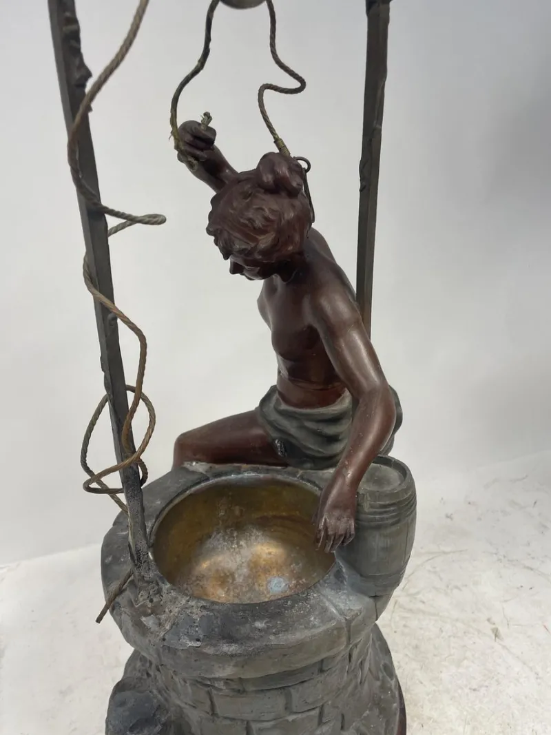 Clearance Pamono French Artist, Le Puits Fleuri, 1890s-1910s, Brass & Metal
