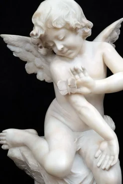 Pamono French Artist, Napoleon III Sculpture of Winged Cherub, 19th Century, Alabaster