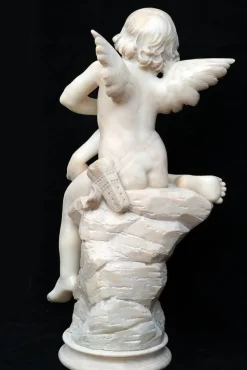 Pamono French Artist, Napoleon III Sculpture of Winged Cherub, 19th Century, Alabaster