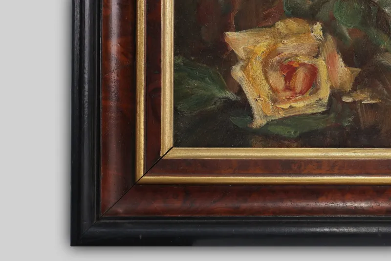 New Pamono French Artist, Still Life of a Vase with Flowers, 1940s, Oil on Canvas, Framed