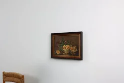 New Pamono French Artist, Still Life of a Vase with Flowers, 1940s, Oil on Canvas, Framed