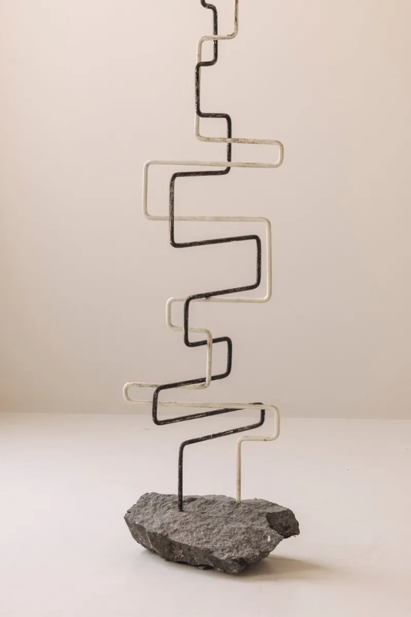 Pamono French Artist, Zigzag Sculpture, 1960s, Metal & Stone> Abstraction