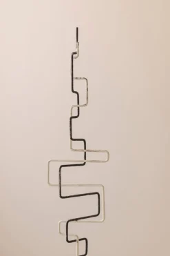 Pamono French Artist, Zigzag Sculpture, 1960s, Metal & Stone><noscript><img width=