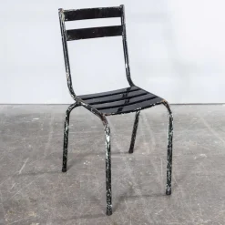 Pamono French Artprog Sky Black Metal Stacking Outdoor Chair attributed to Tolix, 1950s> Garden Seating