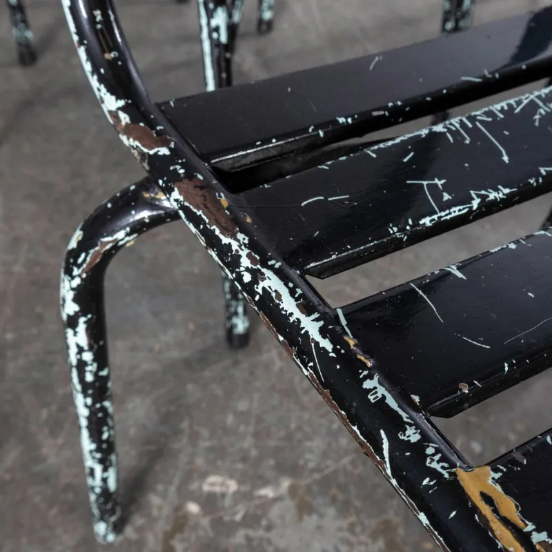 Pamono French Artprog Sky Black Metal Stacking Outdoor Chair attributed to Tolix, 1950s> Garden Seating